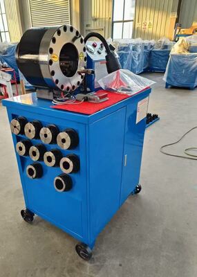 Giá tốt. Blue Electric 600T Crimping Force Rubber Hose Crimping Machine với phạm vi 6-51mm và 10 đệm thay đổi trực tuyến